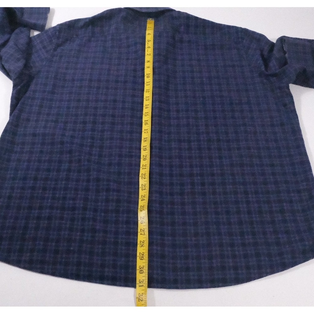 Johnston & Murphy Shirt Mens XXL Blue Plaid Button Up Long Sleeve Cotton Casual - Picture 4 of 7
